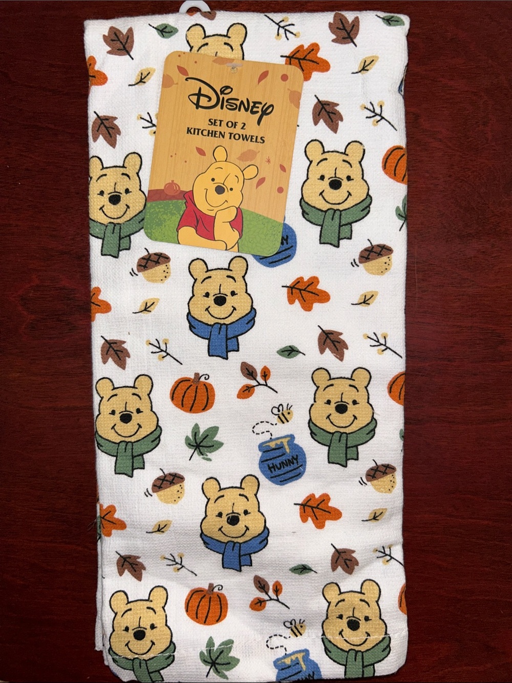 Disney Winnie The Pooh Pumpkin Leaves Kitchen Towels Set of 2